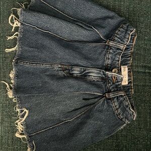 Zara Denim Shorts with Frayed Hem